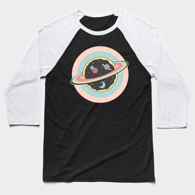 Galaxy Pizza Baseball T-Shirt by emanuelacarratoni